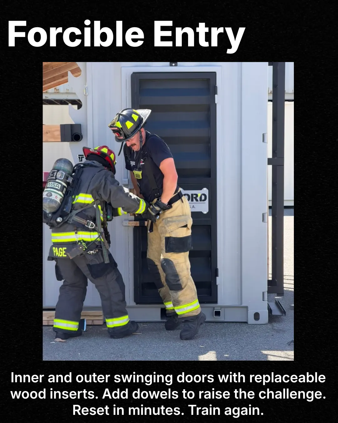 Forcible Entry Door - Replaceable wood inserts with adjustable difficulty