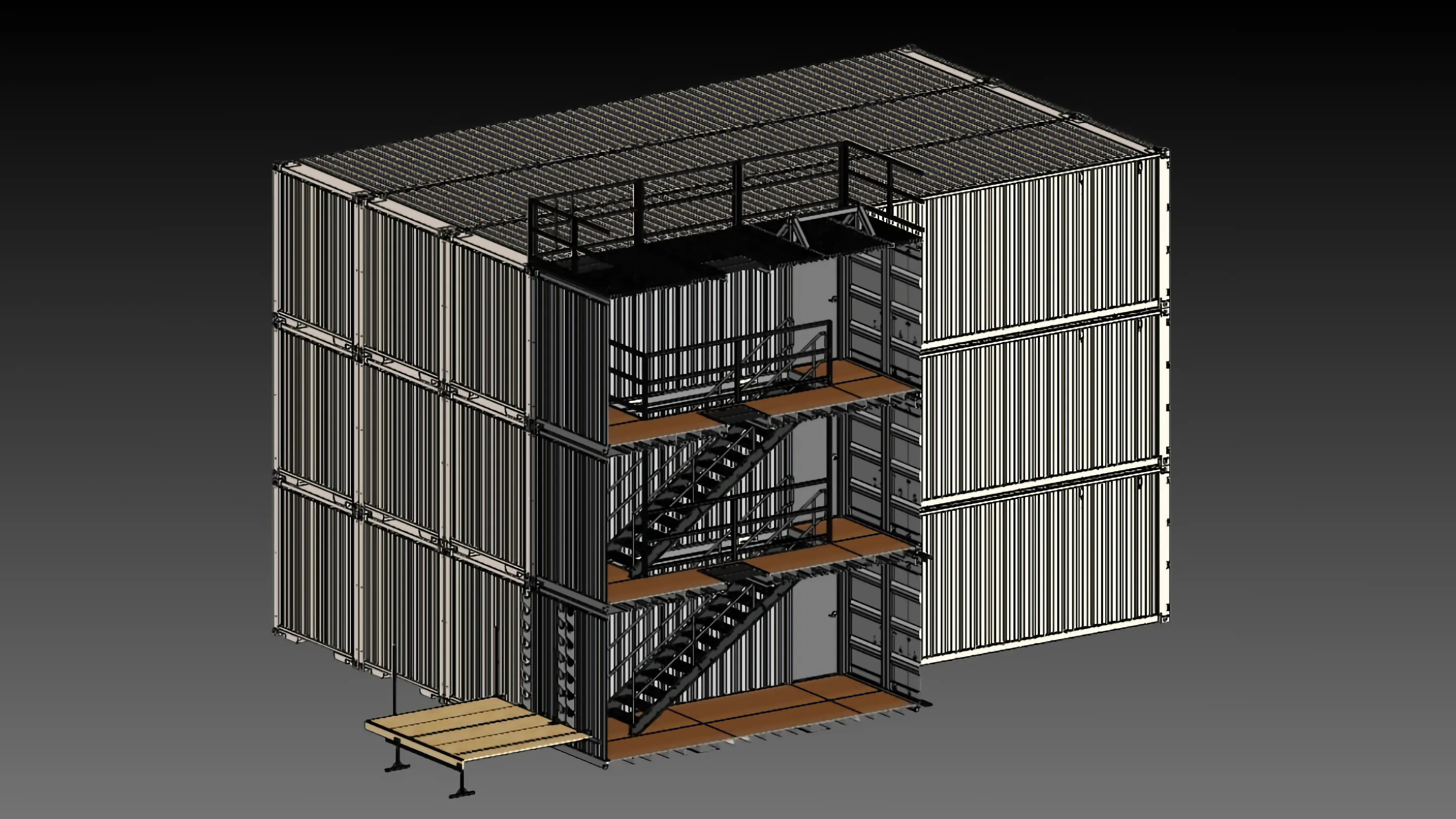 Tower Series 3-Story configuration, stacked container assembly