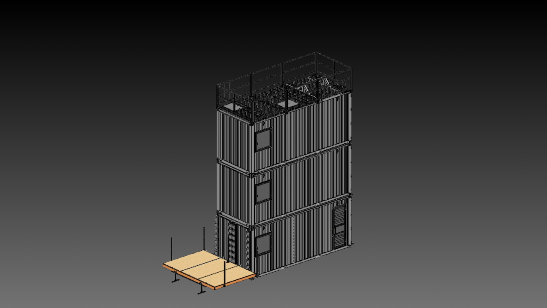 Tower Series multi-story fire training tower built from shipping containers