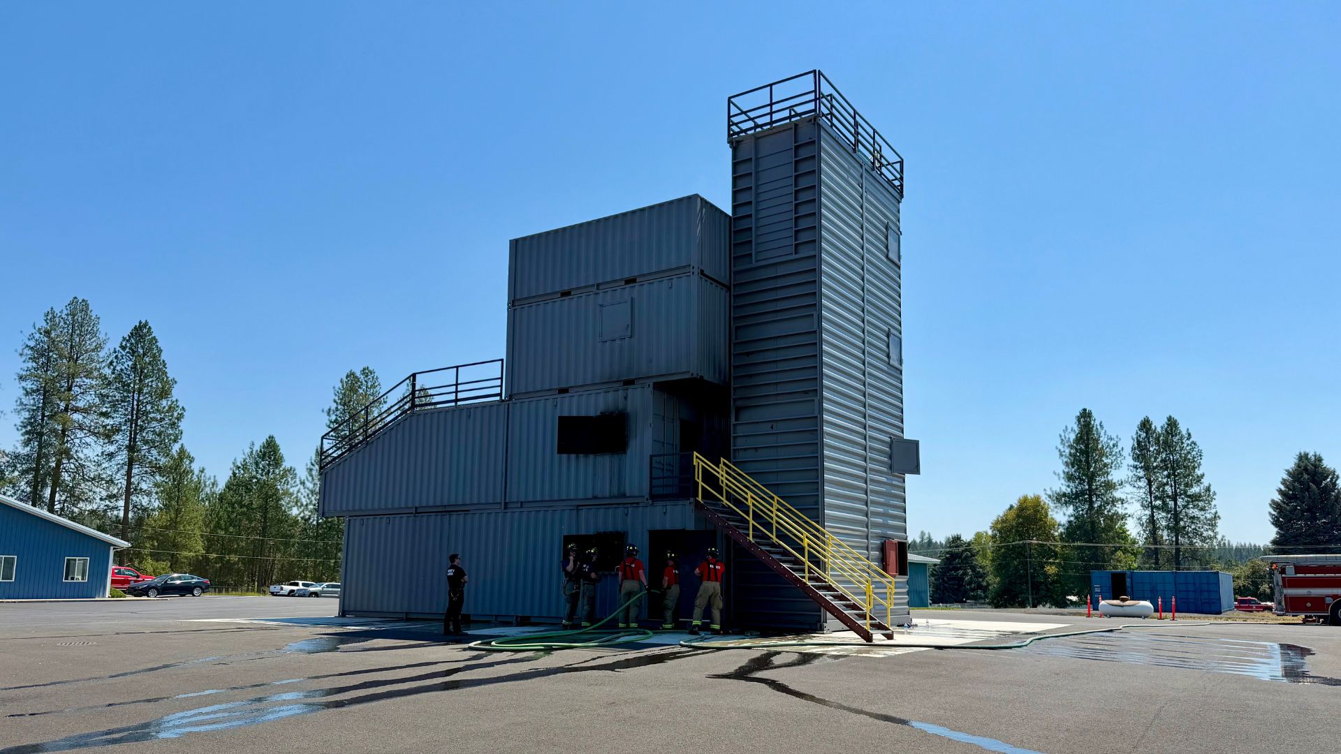 Side view of the custom fire training facility Taylor'd built for Spokane County Fire District 4