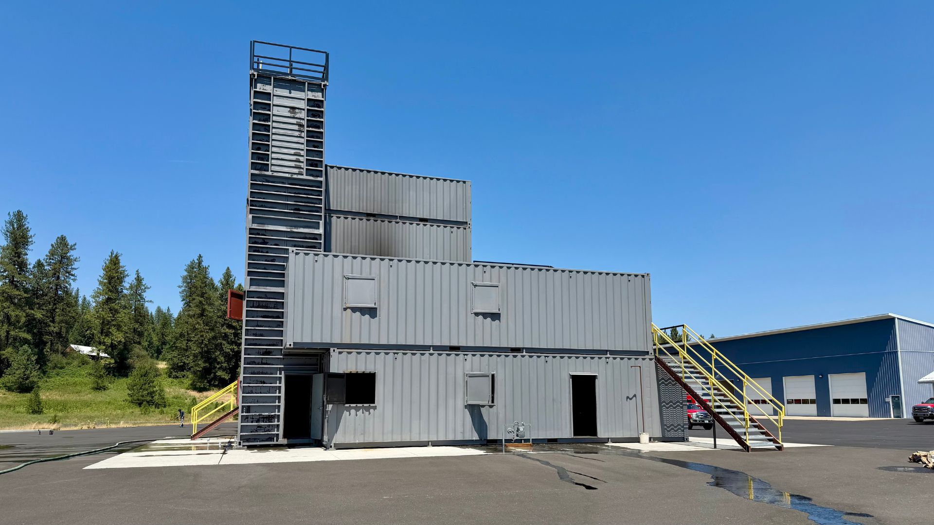 Rear view of the custom fire training facility Taylor'd built for Spokane County Fire District 4