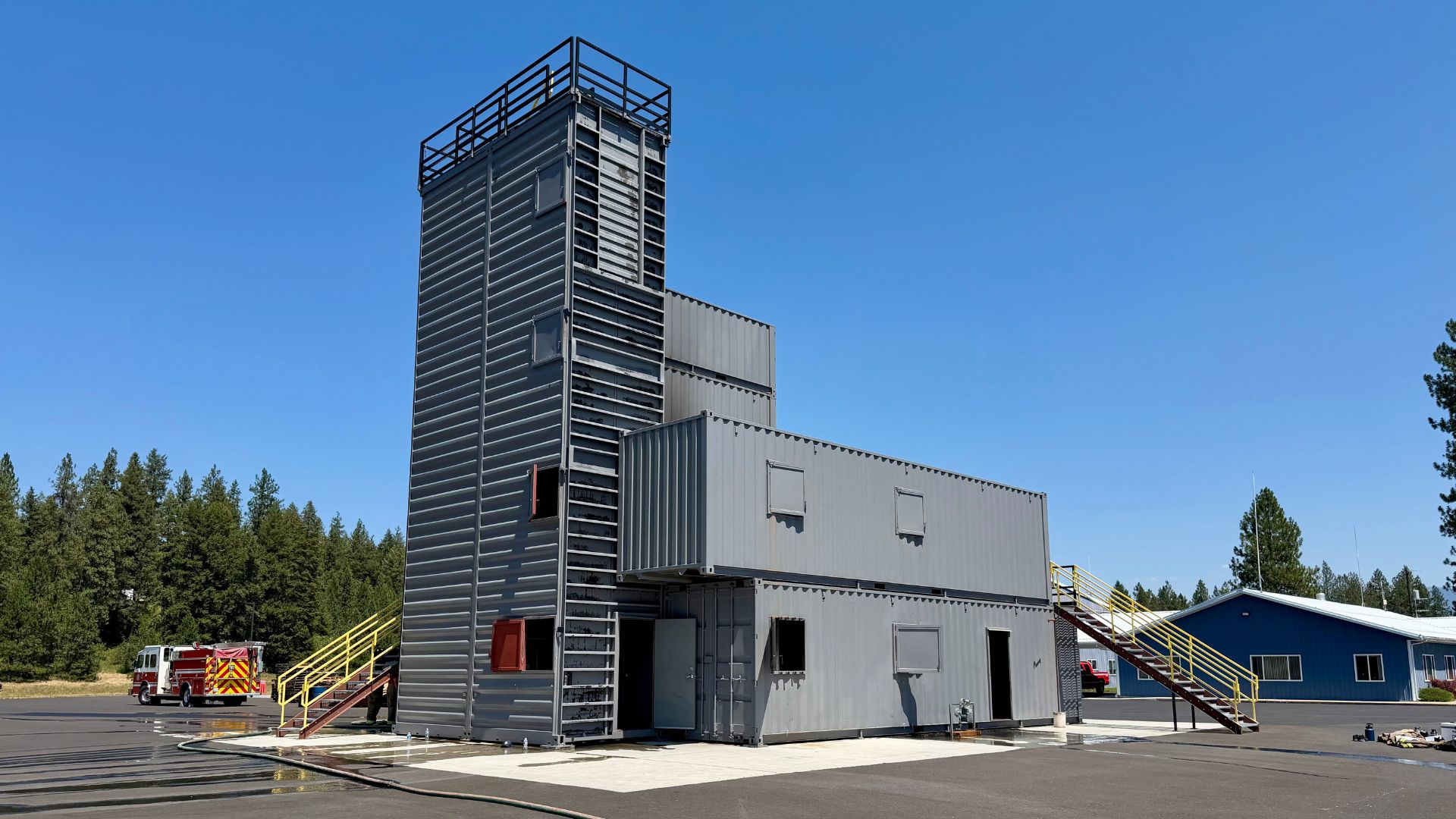 Front view of the custom fire training facility Taylor'd built for Spokane County Fire District 4